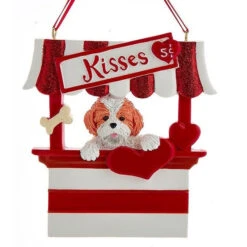Kurt Adler Dog Kisses - Kissing Booth Ornament - Tan Shih-Tzu