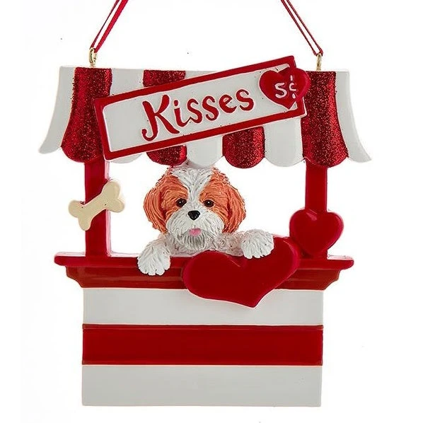 Kurt Adler Dog Kisses - Kissing Booth Ornament - Tan Shih-Tzu 1 Kurt Adler Dog Kisses - Kissing Booth Ornament - Tan Shih-Tzu