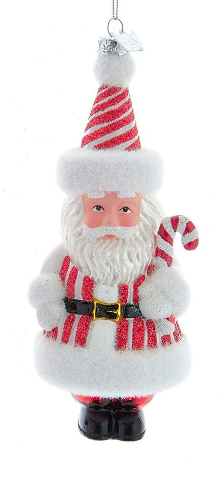 Noble Gems Glass 6 Inch Santa Ornament - Striped Outfit 2 Noble Gems Glass 6 Inch Santa Ornament - Striped Outfit - Image 2