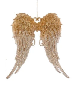 Kurt Adler Gold And Silver Glitter Angel Wings Acrylic Ornament -