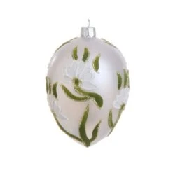 Iridescent Glass Floral Egg Ornament