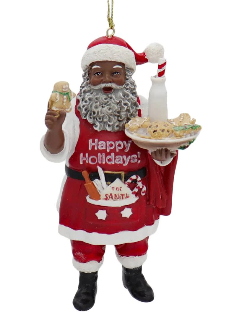Kurt Adler African American Chef Santa Ornaments - 3 Kurt Adler African American Chef Santa Ornaments - - Image 3