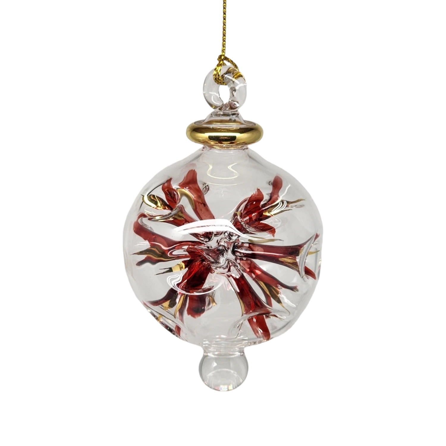 Blown Glass Pierced Starburst Ornament - Red 1 Blown Glass Pierced Starburst Ornament - Red