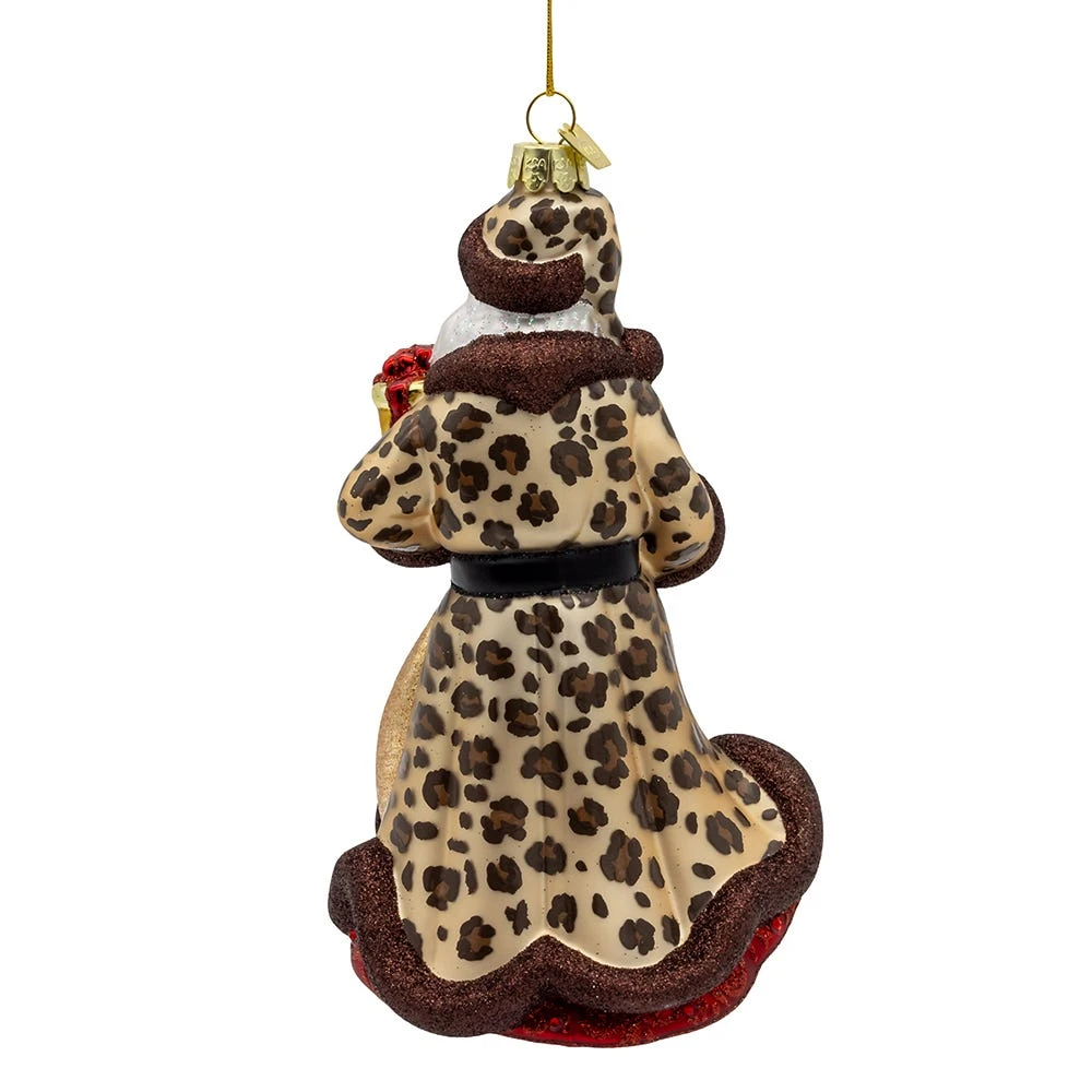 Bellissimo Glass Santa With Leopard Print Ornament 3 Bellissimo Glass Santa With Leopard Print Ornament - Image 3