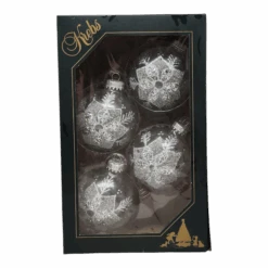 Krebs Value Glass Ornament 4 Pack - Frosted Poinsettia