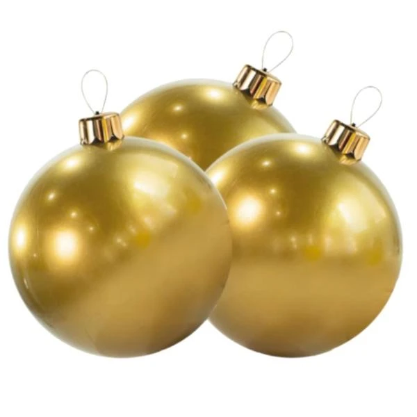 Holiball Inflatable Ornament - 8" - Mini Vintage Gold Trio 1 Holiball Inflatable Ornament - 8" - Mini Vintage Gold Trio