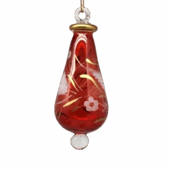 Floral Etched Teardrop - Red