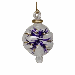 Blown Glass Pierced Starburst Ornament - Purple