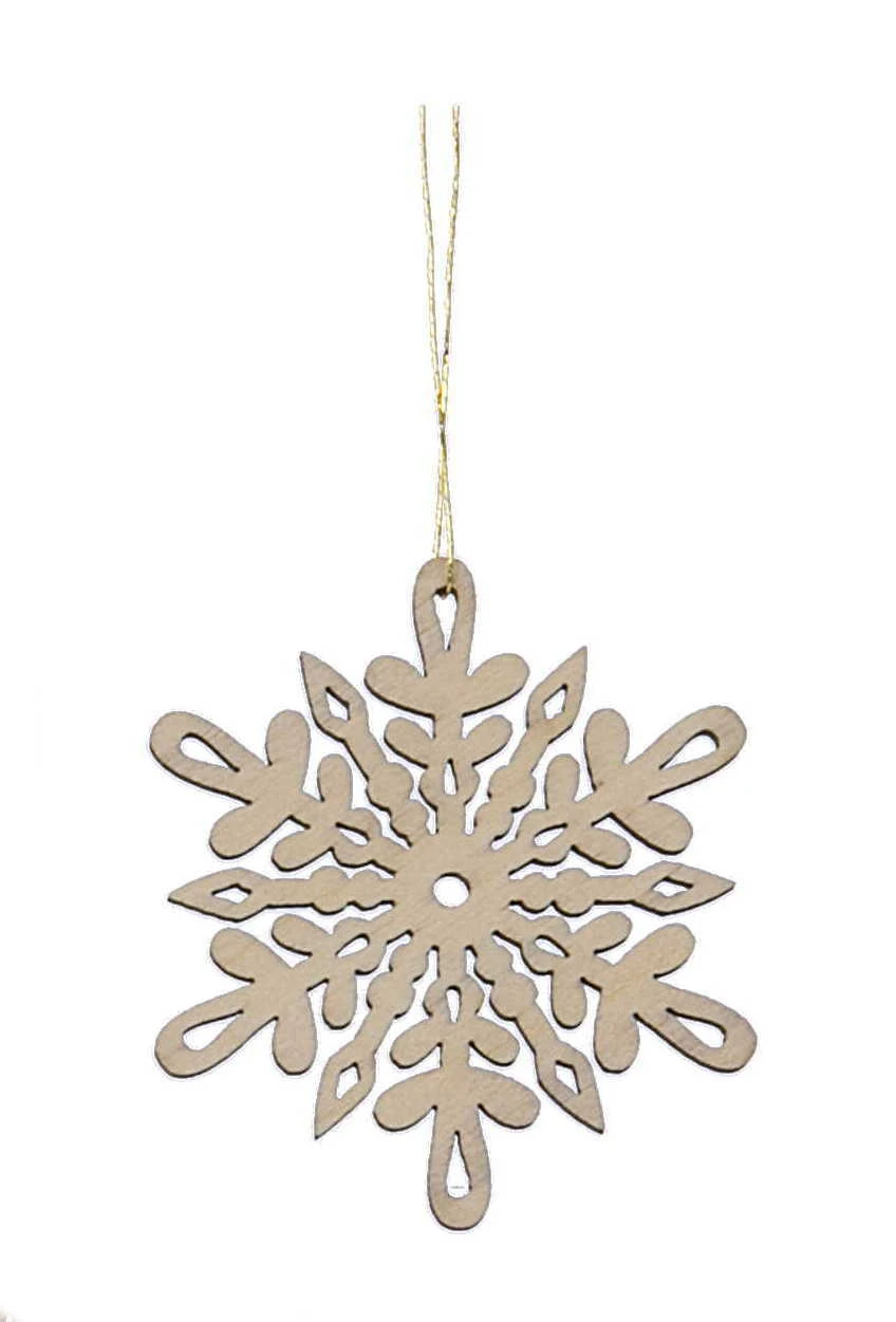 Laser Cut Wood Snowflake Ornament - Style 5 1 Laser Cut Wood Snowflake Ornament - Style 5