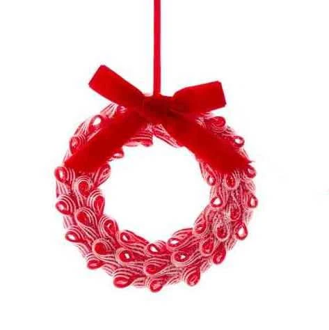 Kurt Adler Peppermint Wreath Ornament - Ribbon Candy 2 Kurt Adler Peppermint Wreath Ornament - Ribbon Candy - Image 2