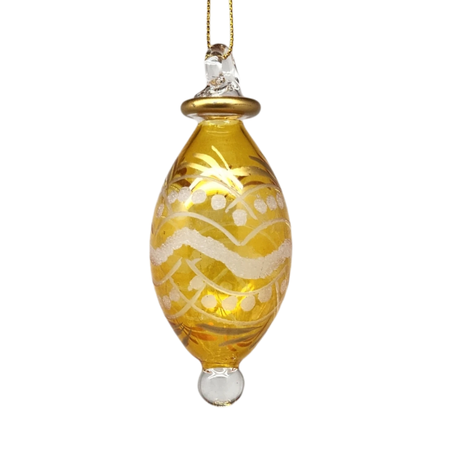 Floral Etched Bulb Drop - Orange 1 Floral Etched Bulb Drop - Orange