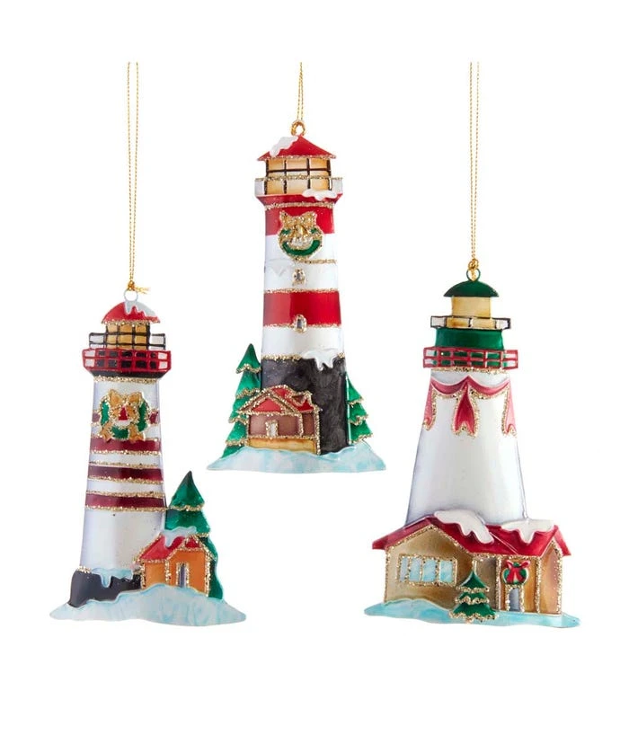 Kurt Adler Tin Lighthouse Ornament - 1 Kurt Adler Tin Lighthouse Ornament -